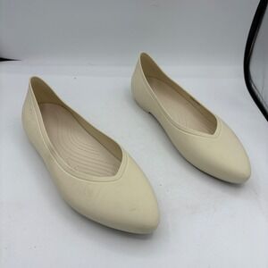 Crocs Shoes Womens Size 10 Brooklyn Flat Pointed Toe White Slip On